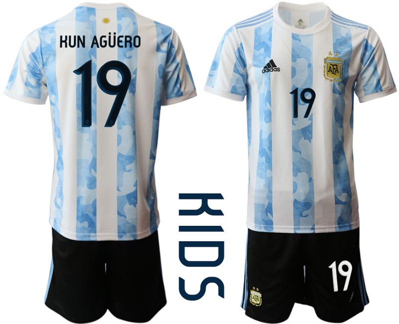 Youth 2020-2021 Season National team Argentina home white #19 Soccer Jersey->argentina jersey->Soccer Country Jersey